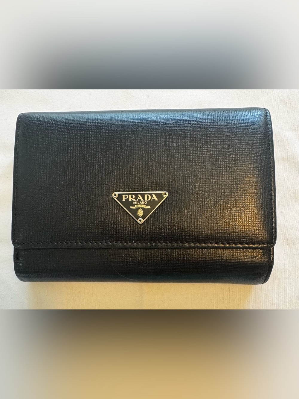 Prada Black Saffiano Leather Continental Wallet | Snap Closure | Made in Italy